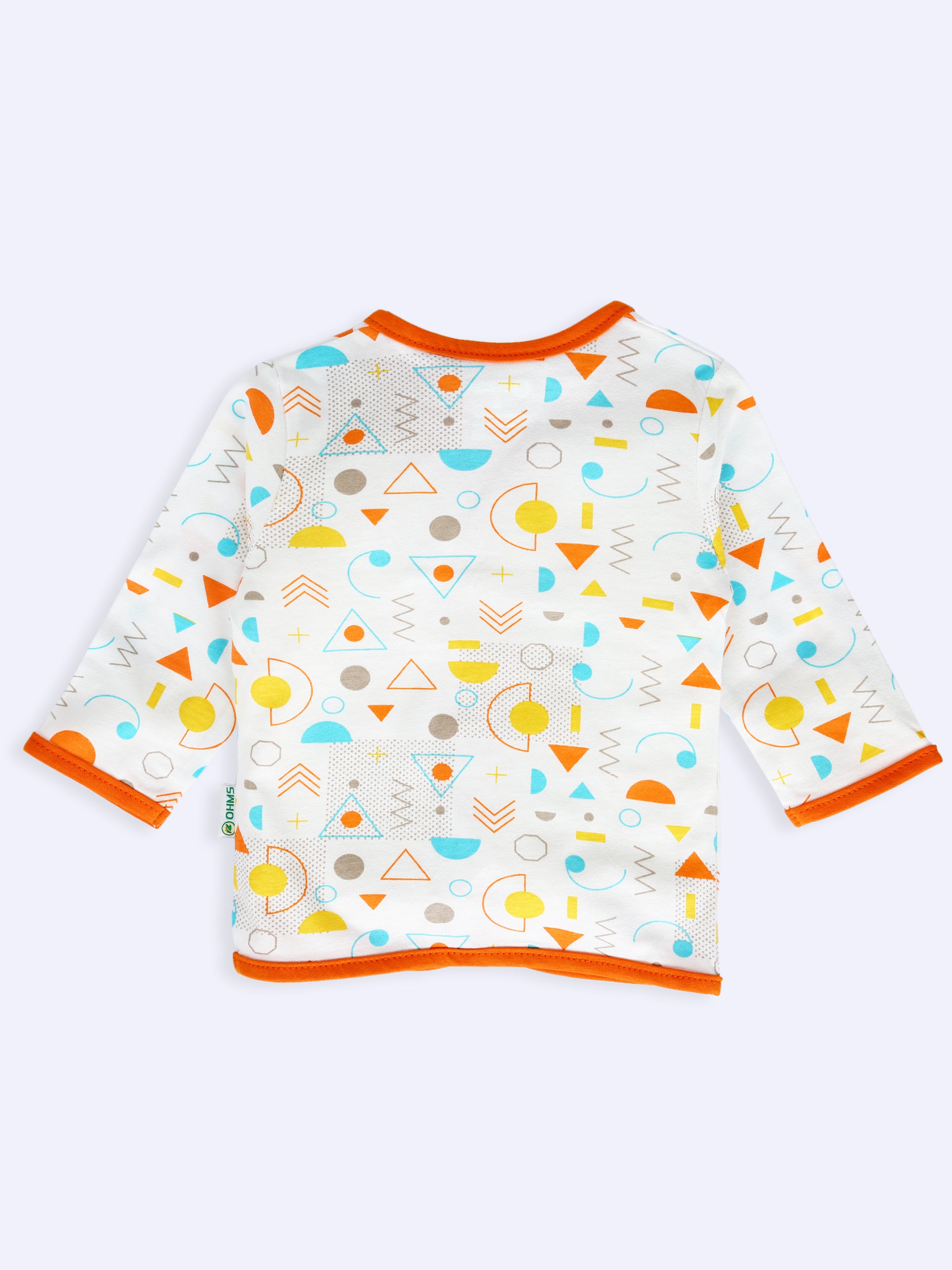 OHMS Baby Boys & Baby Girls Printed Pure Cotton Front Open Fullsleeve Tshirt (Multicolor, Pack of 3)