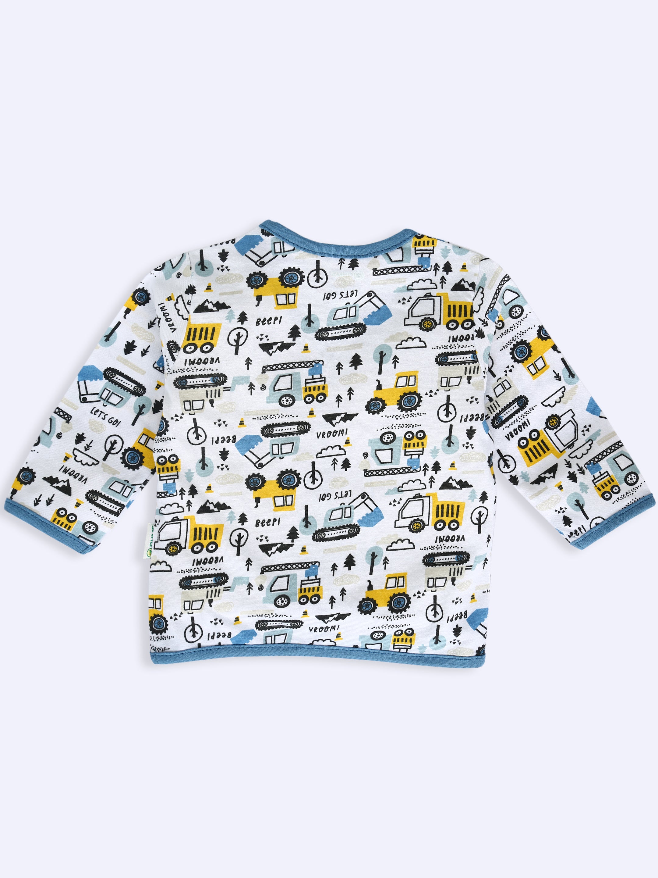 OHMS Baby Boys & Baby Girls Printed Pure Cotton Front Open Fullsleeve Tshirt (Multicolor, Pack of 3)