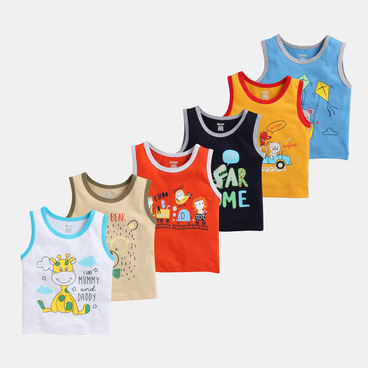 Boys Casual tops  sleeveless Vests Pack of 6