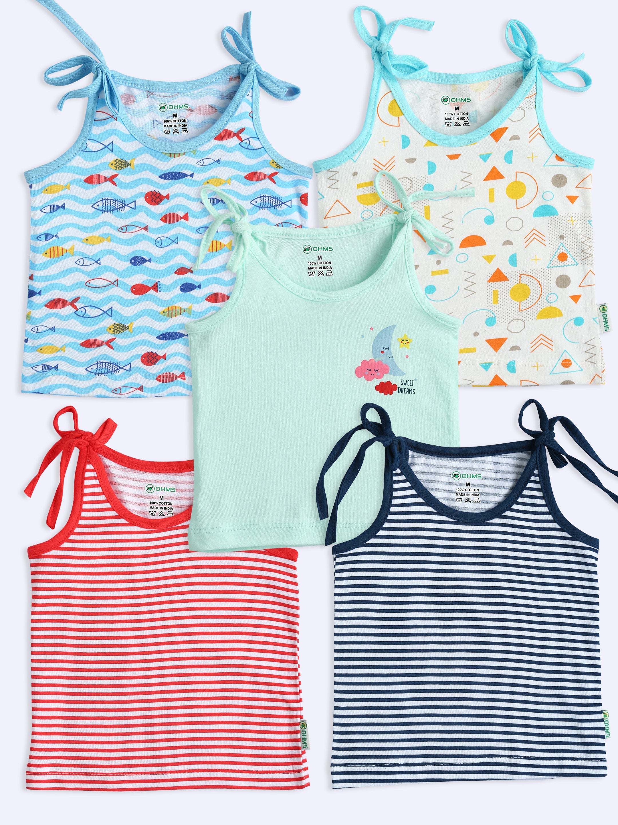 OHMS Vest For Baby Boys & Baby Girls Pure Cotton (Multicolor, Pack of 5)