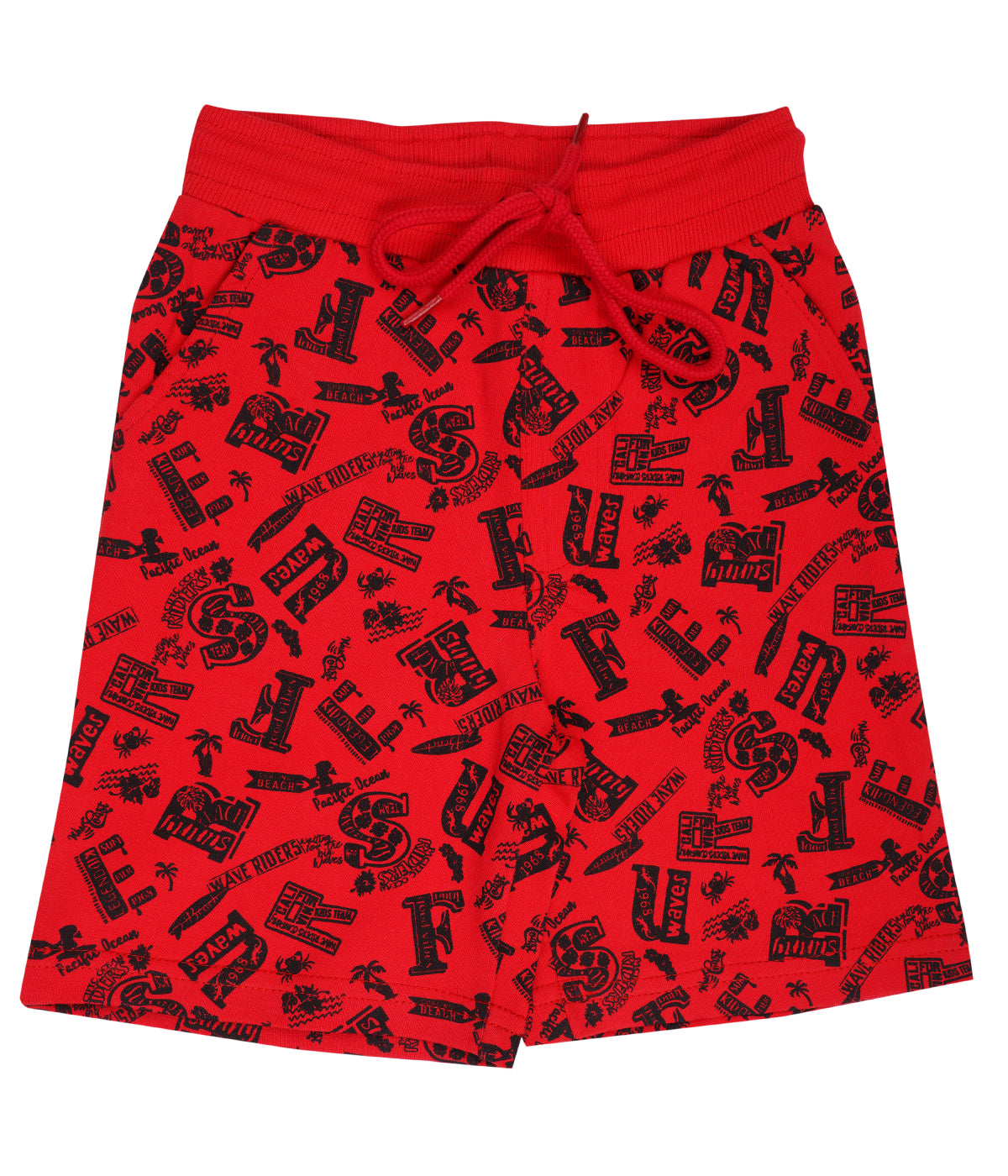 Yalzz Short For Boys Casual Printed Pure Cotton Red Pack of 1