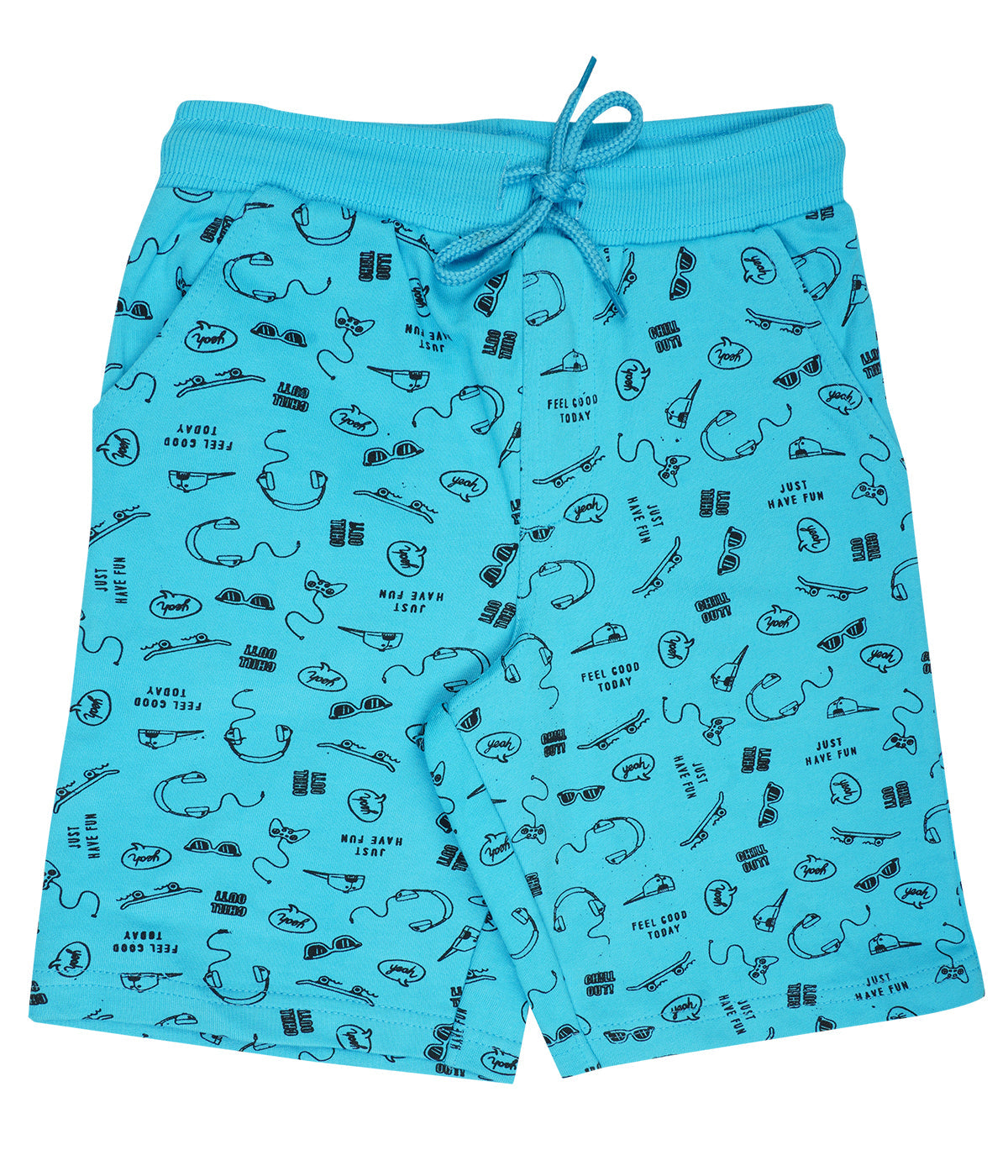 Yalzz Short For Boys Casual Printed Pure Cotton Blue Pack of 1