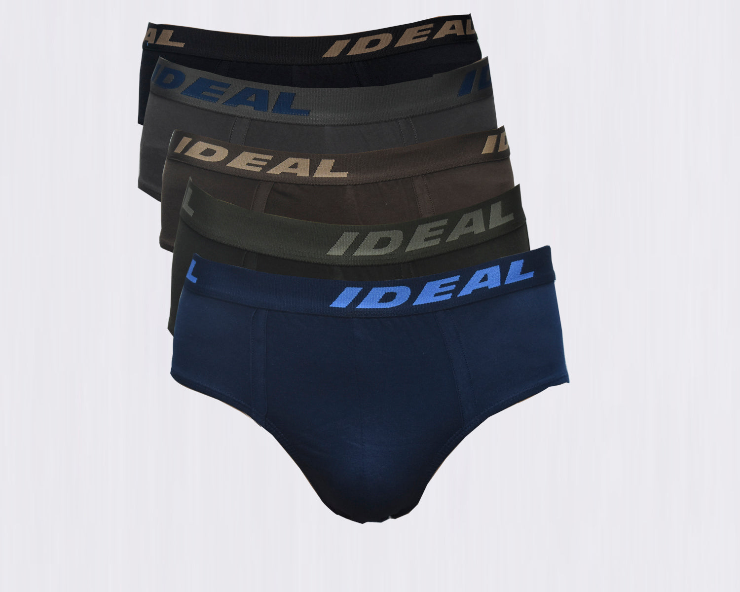 IDEAL Brief Outer Elastic Multicoloured for Men 100% Pure Combed Cotton Pack of 5