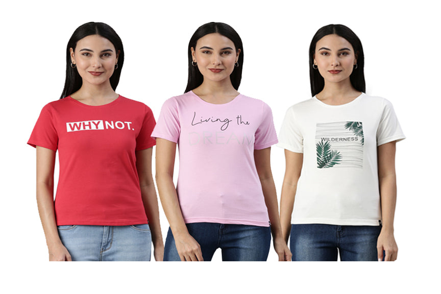 Womens Printed Casual Tshirt pack of 3