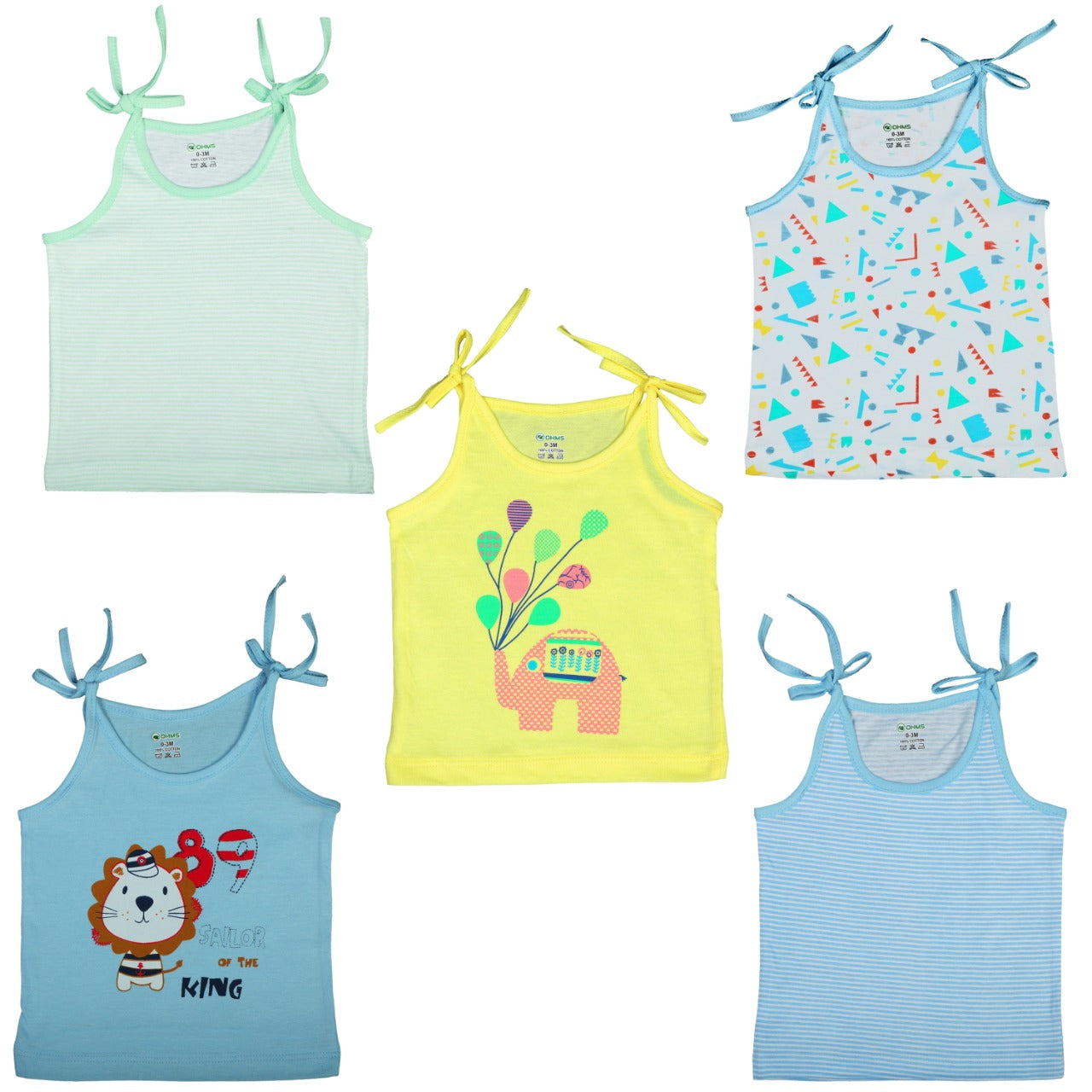 Kids Summer sleeveless cotton Vests Pack of 5