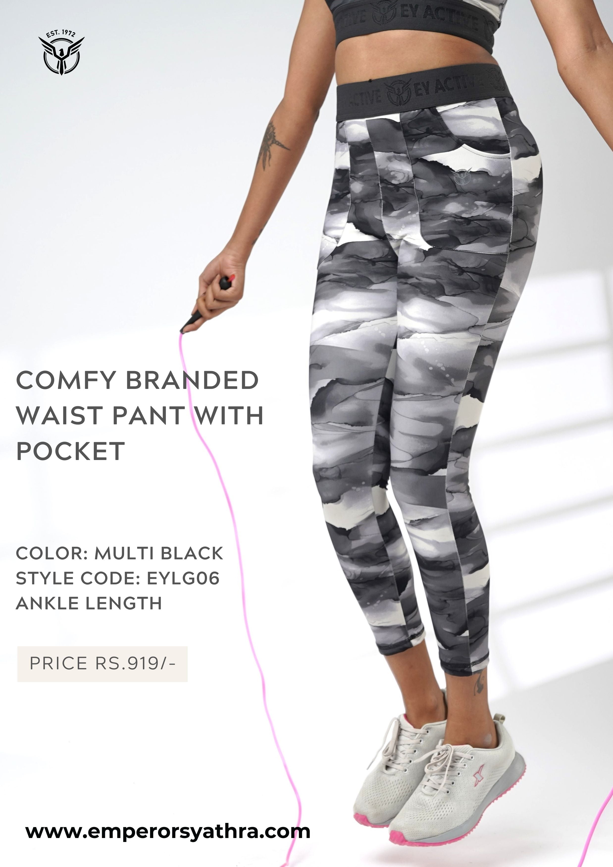 Women Comfy Branded Waist Pant With Pocket