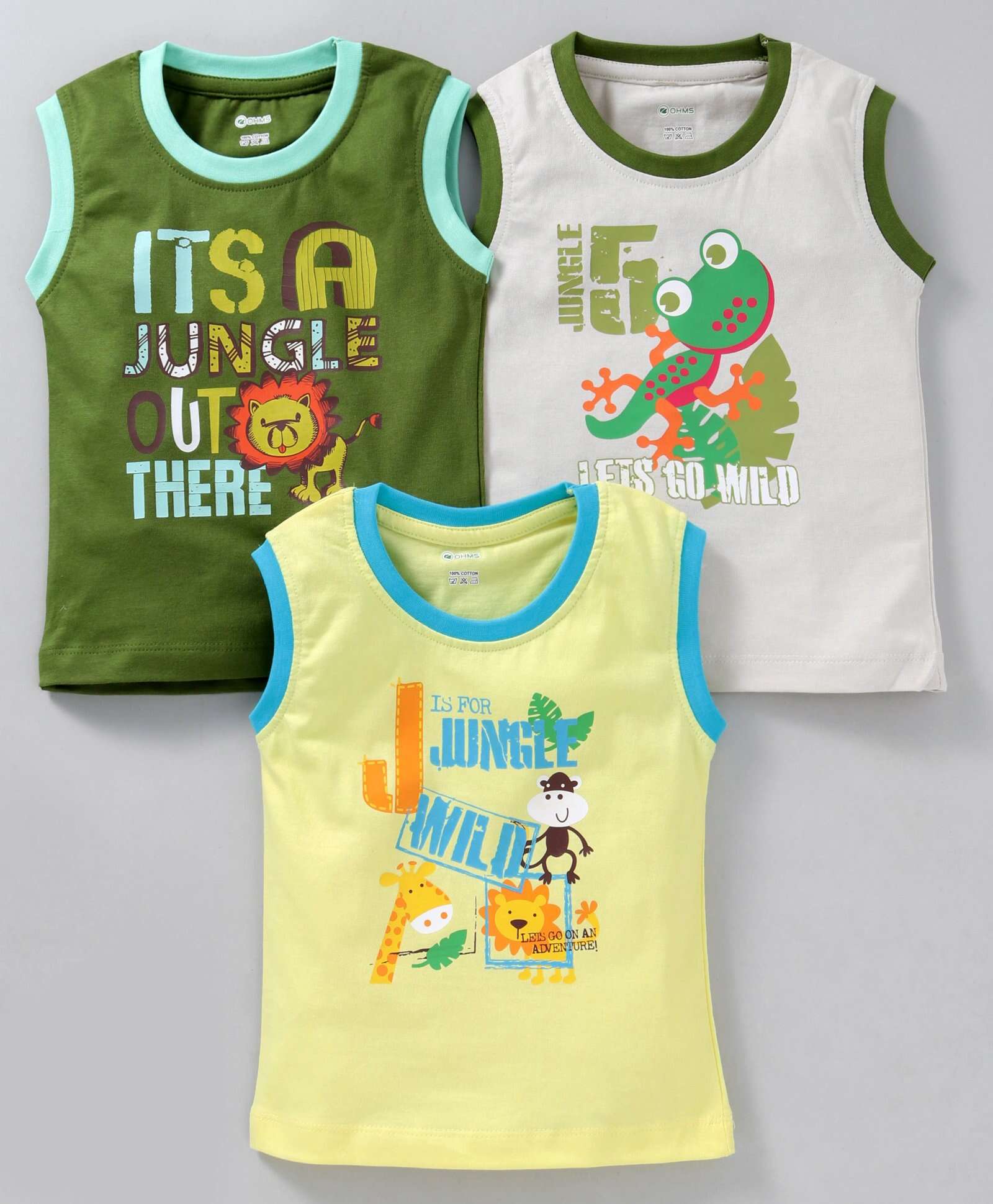 Boys Casual tops  sleeveless Vests Pack of 3