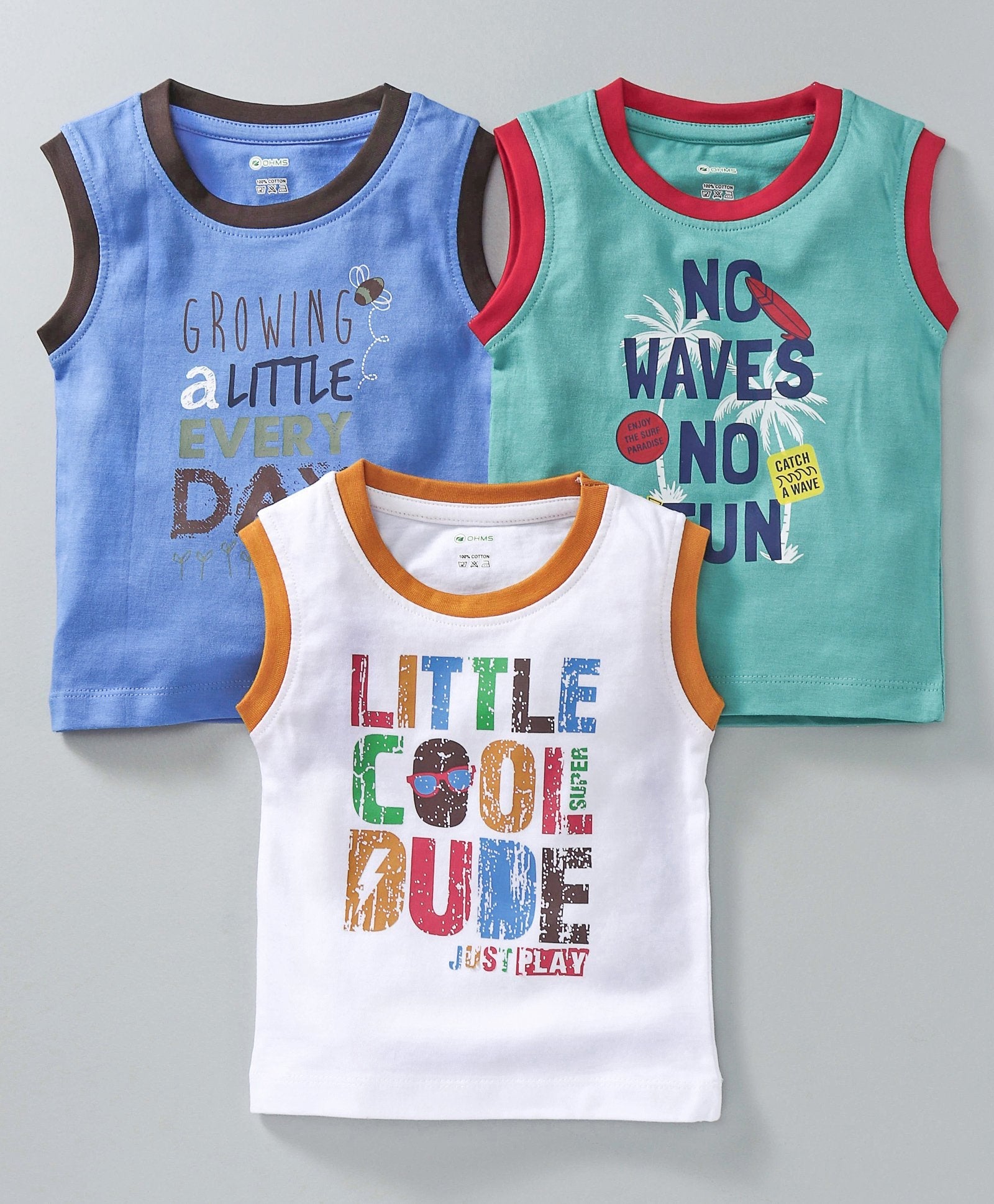 Boys Casual tops  sleeveless Vests Pack of 3