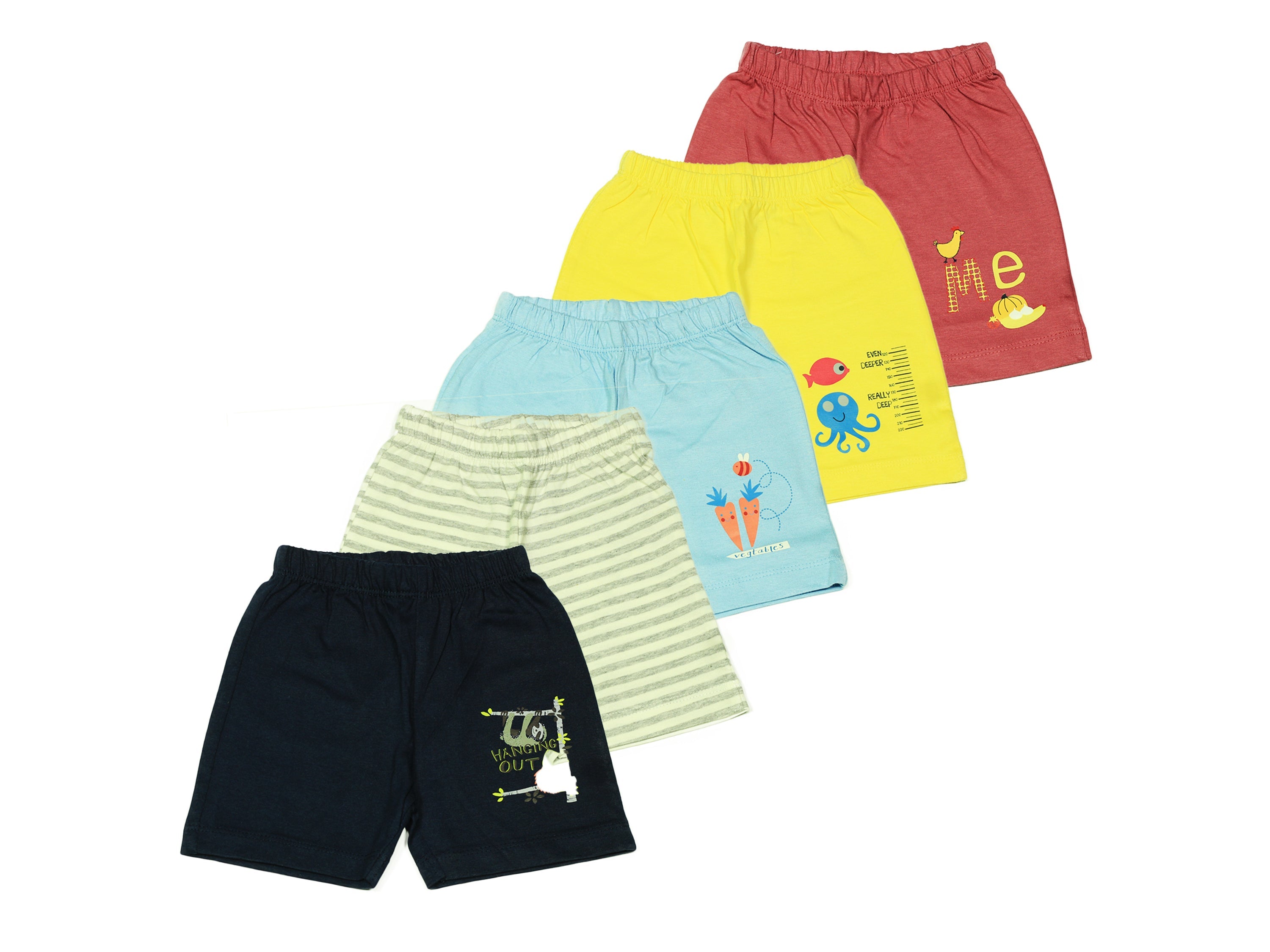 Boys Multicolor Cotton Shorts Pack of 5