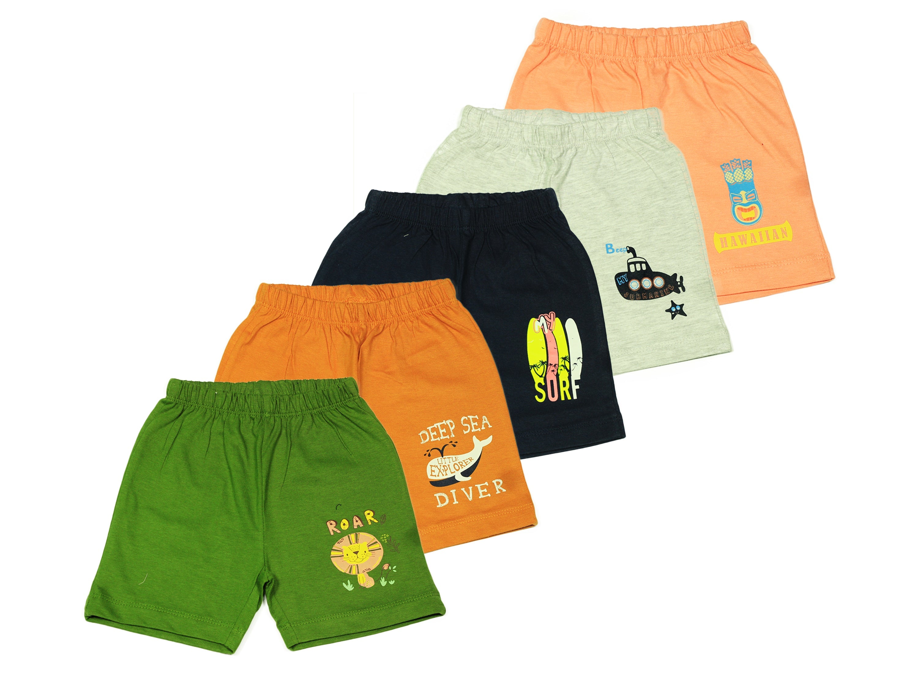 Boys Multicolor Cotton Shorts Pack of 5
