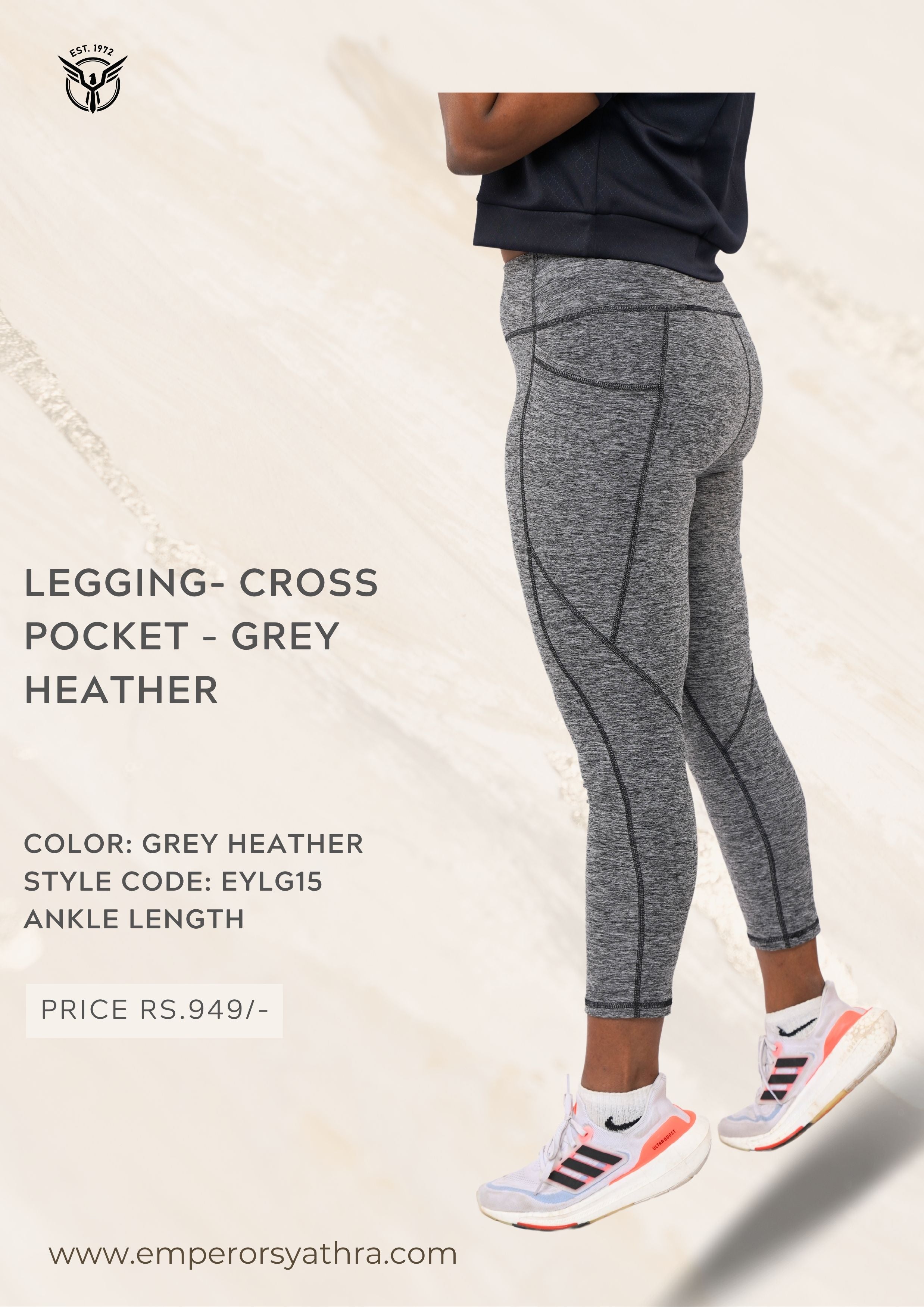 Women Legging Cross Pocket - Grey Heather