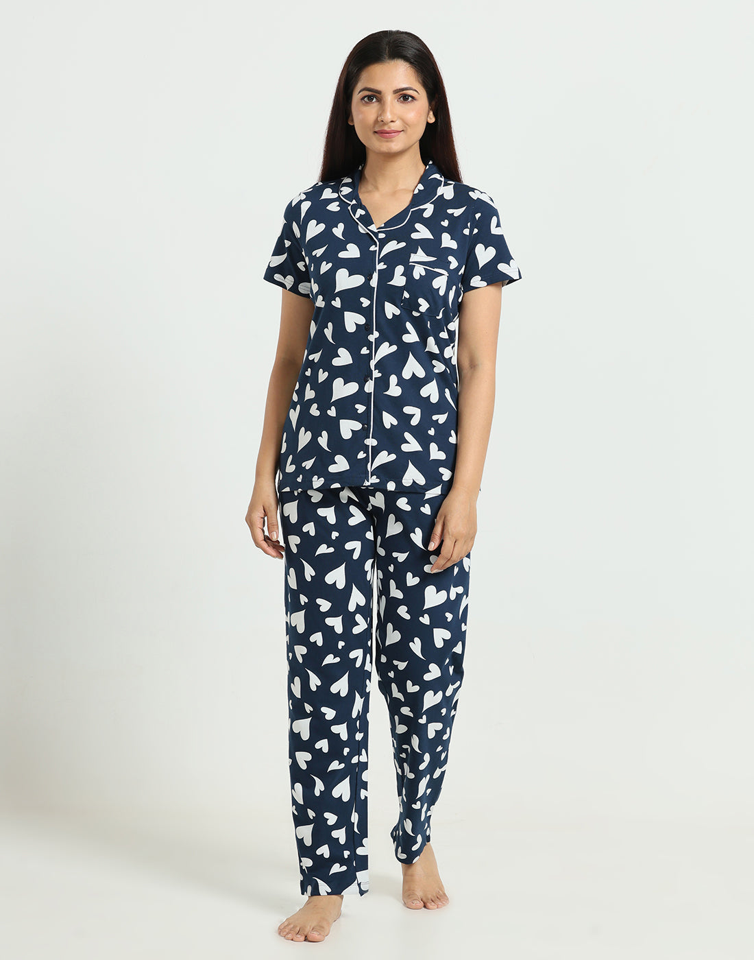 Womens cotton printed Top & Pyjama Set