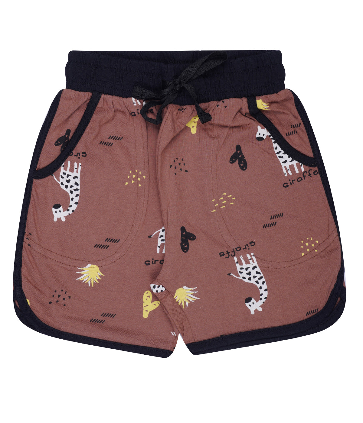 Yalzz Short For Boys Casual Printed Pure Cotton Brown Pack of 1