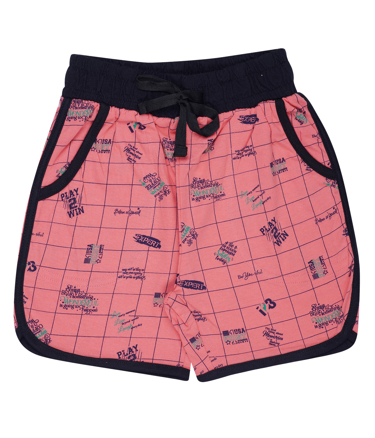 Yalzz Short For Girls Casual Printed Pure Cotton Pink Pack of 1