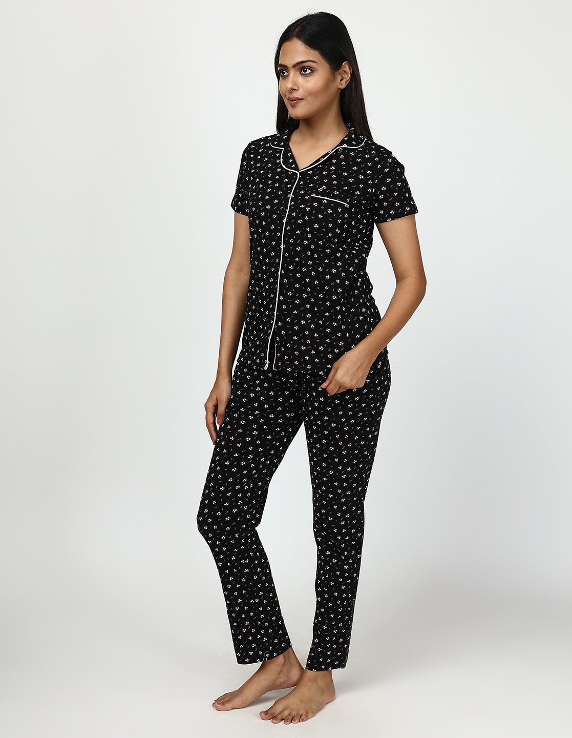 Womens cotton printed Top & Pyjama Set